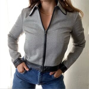 THEORY-Balvino Elmore Calf
Leather Trim Crop Jacket